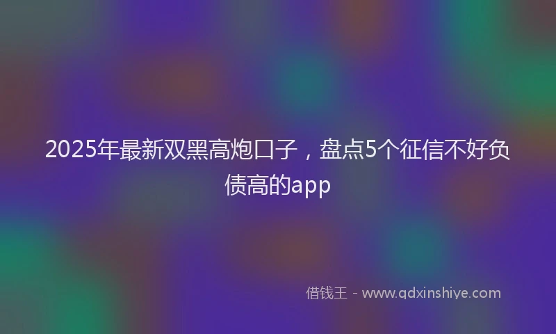 2025年最新双黑高炮口子，盘点5个征信不好负债高的app