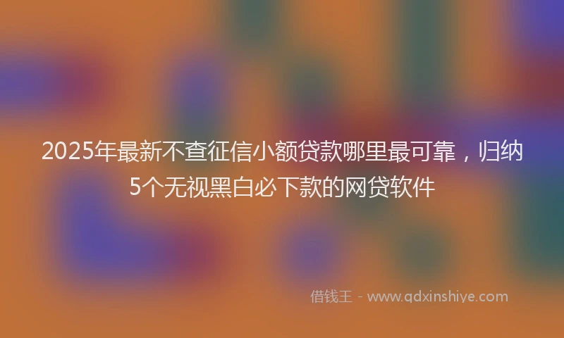 2025年最新不查征信小额贷款哪里最可靠，归纳5个无视黑白必下款的网贷软件