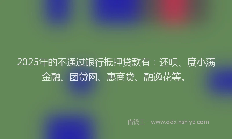 2025年的不通过银行抵押贷款有：还呗、度小满金融、团贷网、惠商贷、融逸花等。
