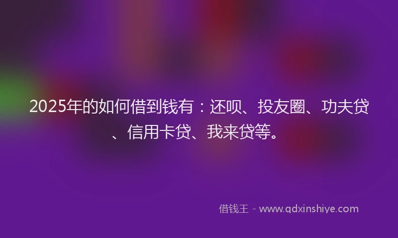 2025年的如何借到钱有：还呗、投友圈、功夫贷、信用卡贷、我来贷等。