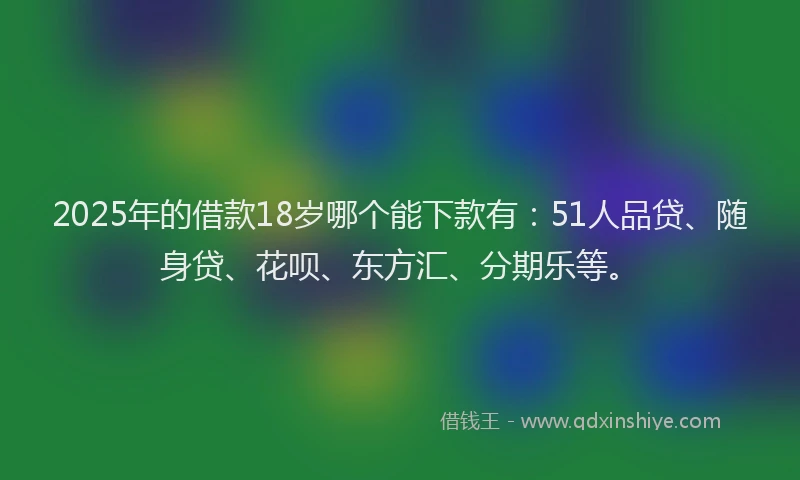 2025年的借款18岁哪个能下款有：51人品贷、随身贷、花呗、东方汇、分期乐等。