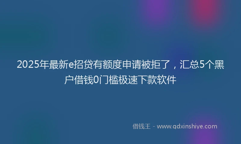 2025年最新e招贷有额度申请被拒了，汇总5个黑户借钱0门槛极速下款软件