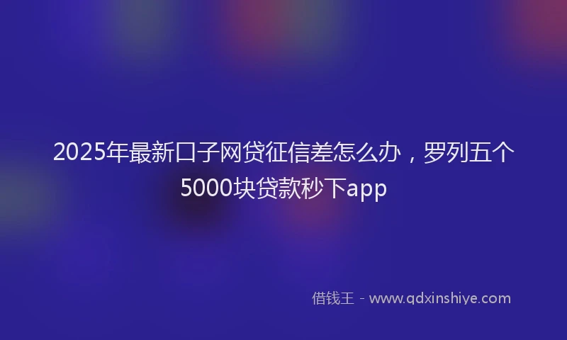2025年最新口子网贷征信差怎么办，罗列五个5000块贷款秒下app