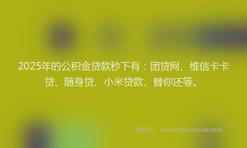2025年的公积金贷款秒下有：团贷网、维信卡卡贷、随身贷、小米贷款、替你还等。