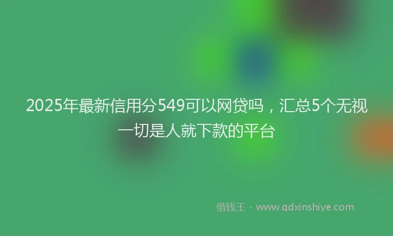 2025年最新信用分549可以网贷吗，汇总5个无视一切是人就下款的平台