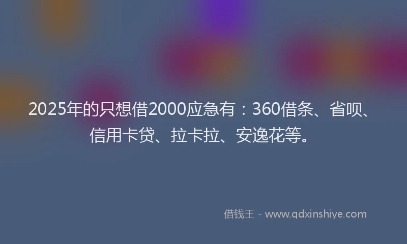 2025年的只想借2000应急有：360借条、省呗、信用卡贷、拉卡拉、安逸花等。