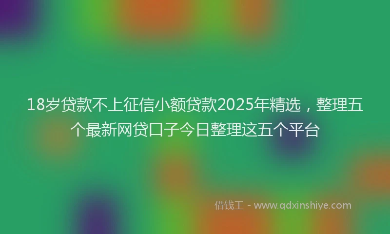 18岁贷款不上征信小额贷款2025年精选，整理五个最新网贷口子今日整理这五个平台