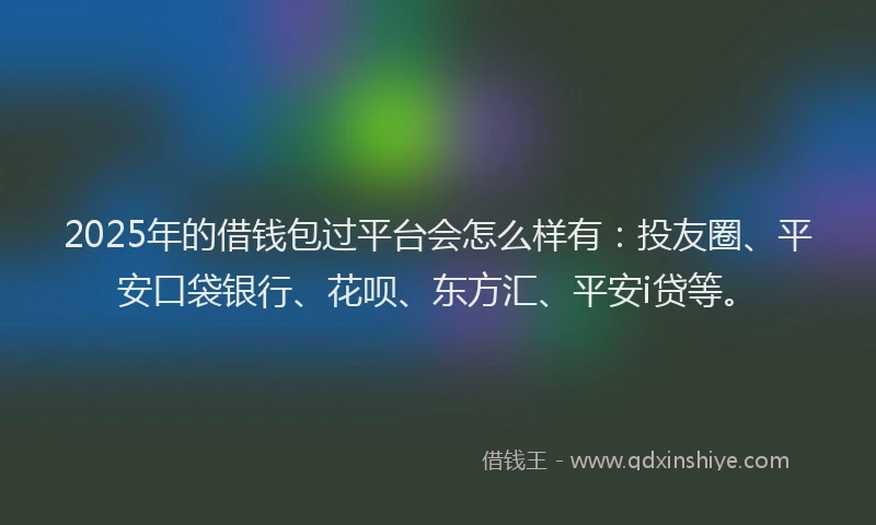 2025年的借钱包过平台会怎么样有：投友圈、平安口袋银行、花呗、东方汇、平安i贷等。