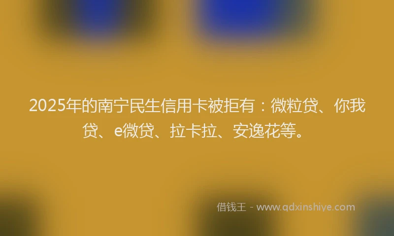 2025年的南宁民生信用卡被拒有：微粒贷、你我贷、e微贷、拉卡拉、安逸花等。