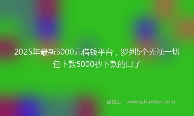 2025年最新5000元借钱平台，罗列5个无视一切包下款5000秒下款的口子