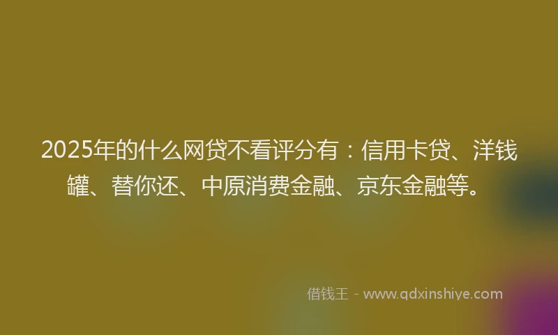 2025年的什么网贷不看评分有：信用卡贷、洋钱罐、替你还、中原消费金融、京东金融等。