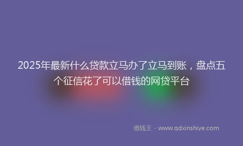 2025年最新什么贷款立马办了立马到账，盘点五个征信花了可以借钱的网贷平台