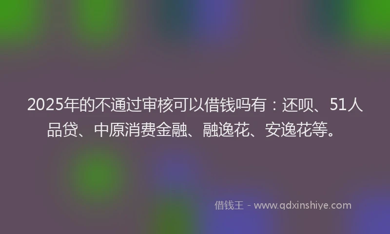 2025年的不通过审核可以借钱吗有：还呗、51人品贷、中原消费金融、融逸花、安逸花等。