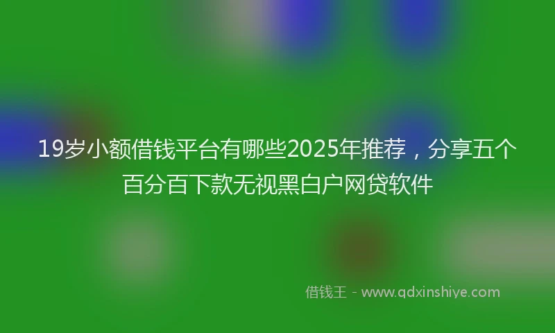 19岁小额借钱平台有哪些2025年推荐，分享五个百分百下款无视黑白户网贷软件