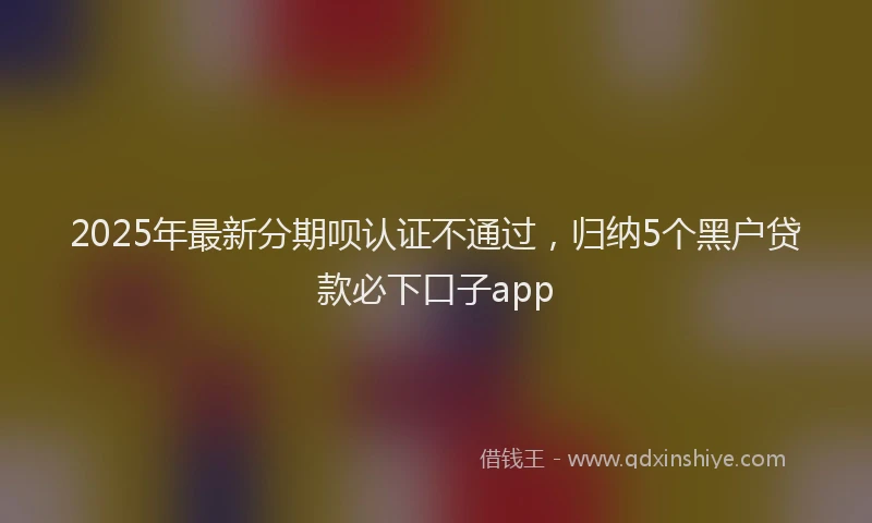 2025年最新分期呗认证不通过，归纳5个黑户贷款必下口子app