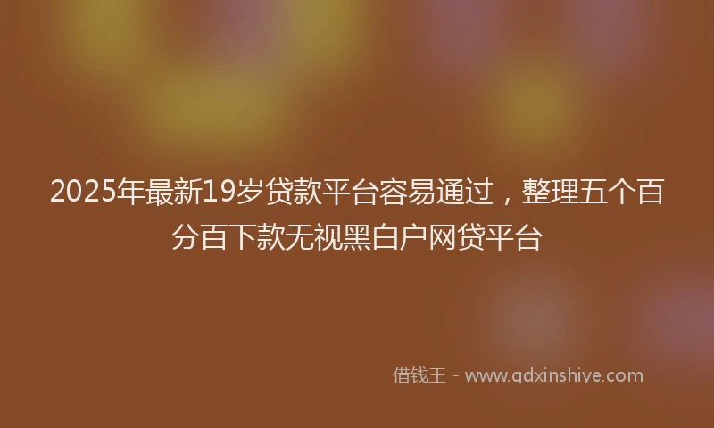 2025年最新19岁贷款平台容易通过，整理五个百分百下款无视黑白户网贷平台