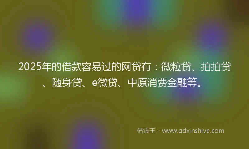 2025年的借款容易过的网贷有：微粒贷、拍拍贷、随身贷、e微贷、中原消费金融等。