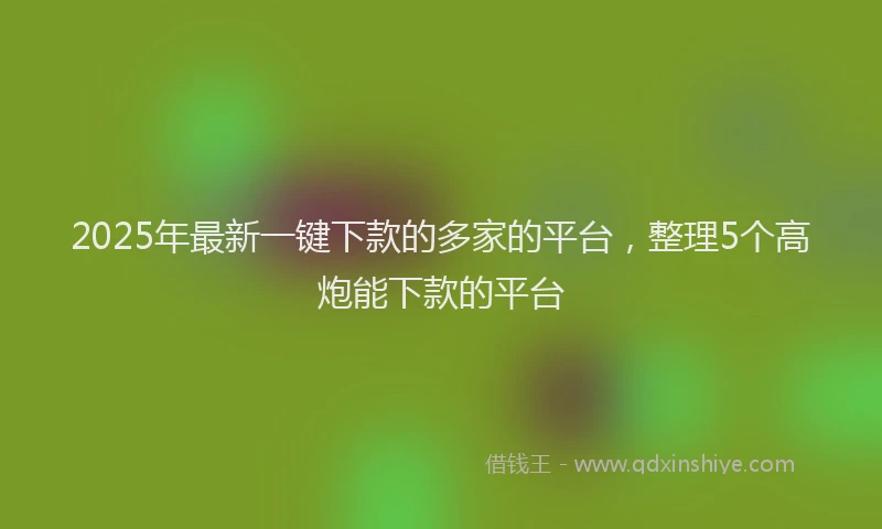 2025年最新一键下款的多家的平台，整理5个高炮能下款的平台
