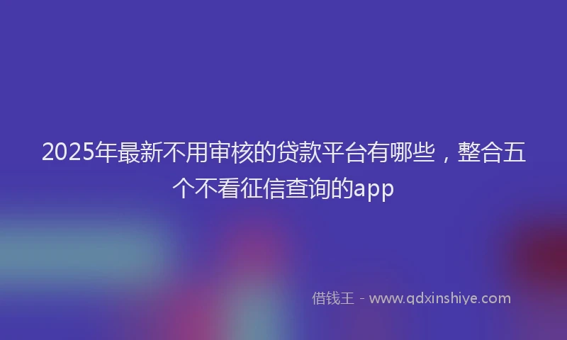 2025年最新不用审核的贷款平台有哪些，整合五个不看征信查询的app