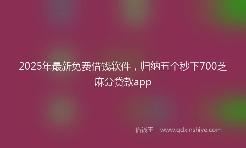 2025年最新免费借钱软件，归纳五个秒下700芝麻分贷款app