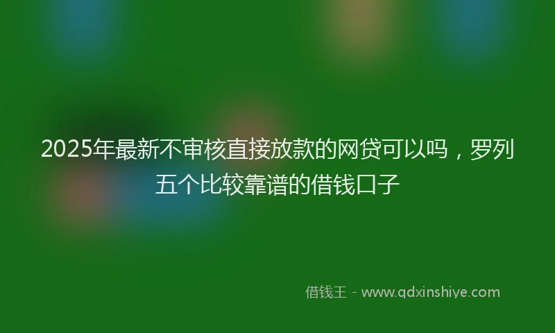 2025年最新不审核直接放款的网贷可以吗，罗列五个比较靠谱的借钱口子