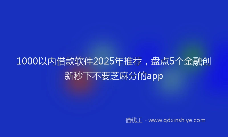1000以内借款软件2025年推荐，盘点5个金融创新秒下不要芝麻分的app