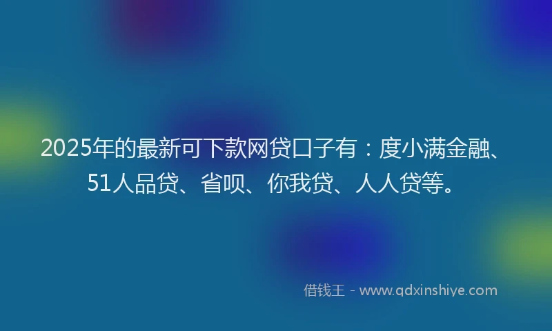2025年的最新可下款网贷口子有：度小满金融、51人品贷、省呗、你我贷、人人贷等。