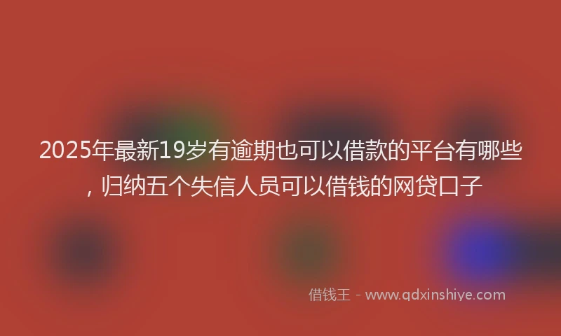 2025年最新19岁有逾期也可以借款的平台有哪些，归纳五个失信人员可以借钱的网贷口子