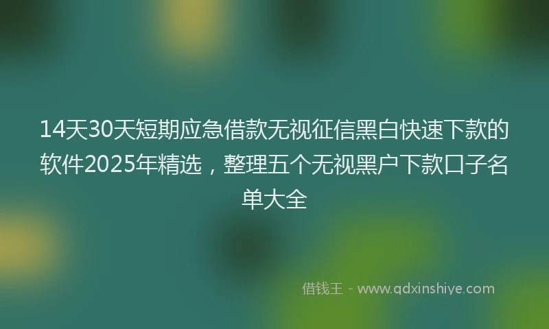 14天30天短期应急借款无视征信黑白快速下款的软件2025年精选，整理五个无视黑户下款口子名单大全