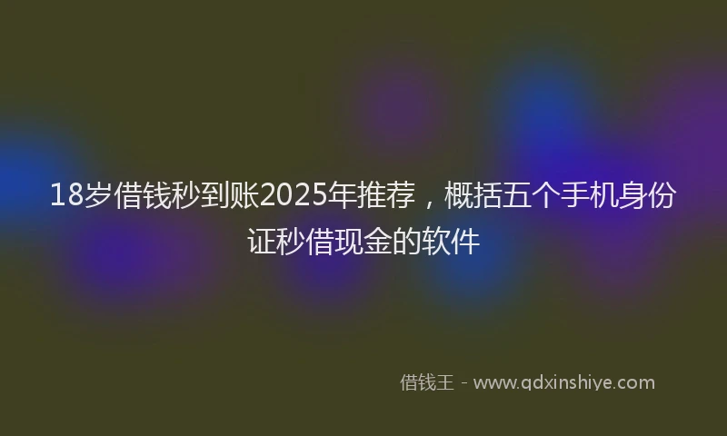 18岁借钱秒到账2025年推荐，概括五个手机身份证秒借现金的软件