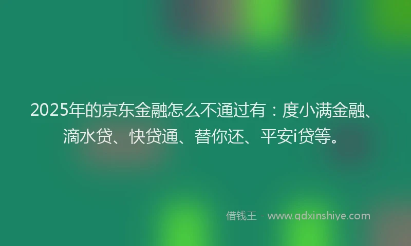 2025年的京东金融怎么不通过有：度小满金融、滴水贷、快贷通、替你还、平安i贷等。
