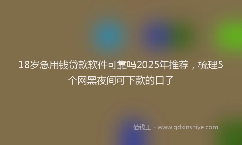 18岁急用钱贷款软件可靠吗2025年推荐，梳理5个网黑夜间可下款的口子