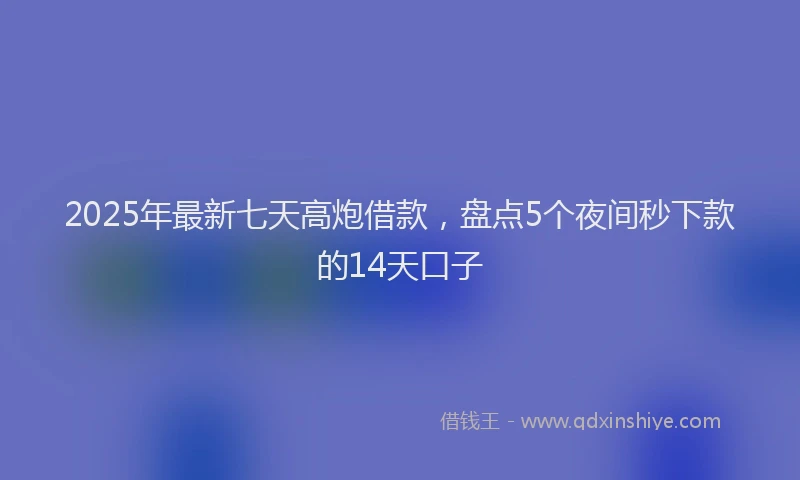 2025年最新七天高炮借款，盘点5个夜间秒下款的14天口子