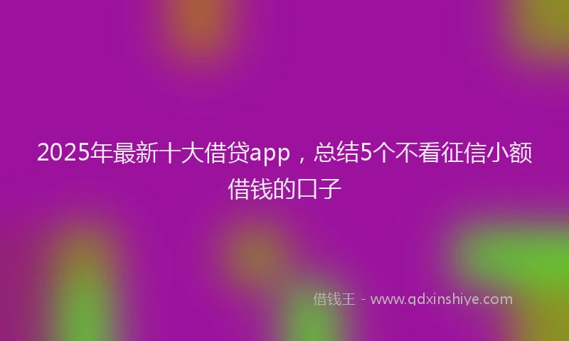 2025年最新十大借贷app，总结5个不看征信小额借钱的口子