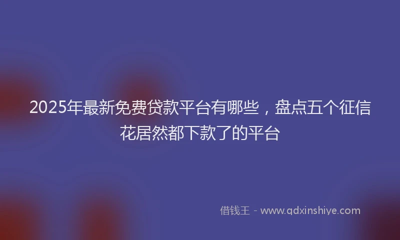 2025年最新免费贷款平台有哪些，盘点五个征信花居然都下款了的平台