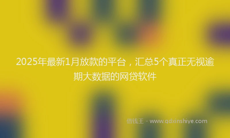 2025年最新1月放款的平台，汇总5个真正无视逾期大数据的网贷软件