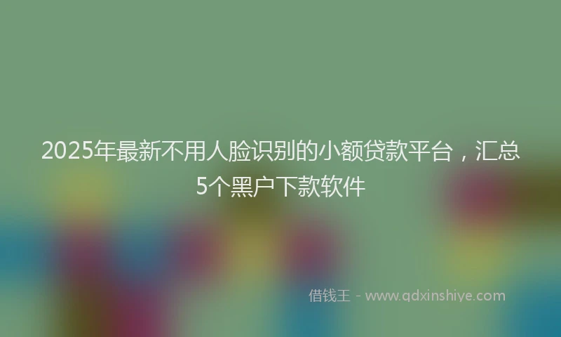 2025年最新不用人脸识别的小额贷款平台，汇总5个黑户下款软件