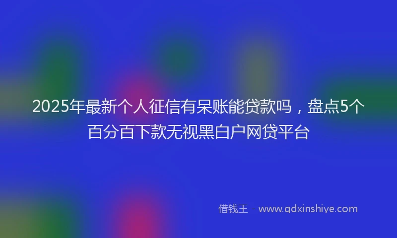 2025年最新个人征信有呆账能贷款吗，盘点5个百分百下款无视黑白户网贷平台