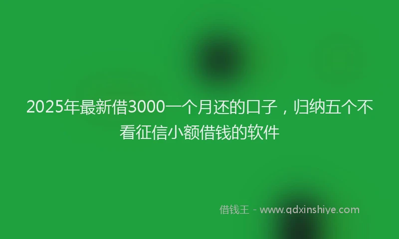 2025年最新借3000一个月还的口子，归纳五个不看征信小额借钱的软件