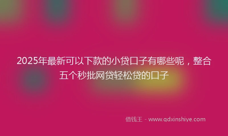 2025年最新可以下款的小贷口子有哪些呢，整合五个秒批网贷轻松贷的口子