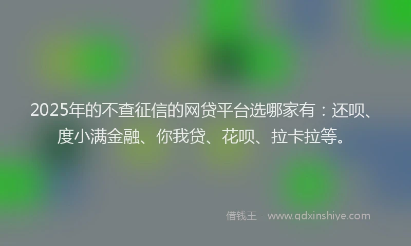 2025年的不查征信的网贷平台选哪家有：还呗、度小满金融、你我贷、花呗、拉卡拉等。