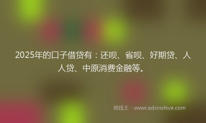 2025年的口子借贷有：还呗、省呗、好期贷、人人贷、中原消费金融等。