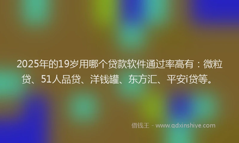 2025年的19岁用哪个贷款软件通过率高有：微粒贷、51人品贷、洋钱罐、东方汇、平安i贷等。