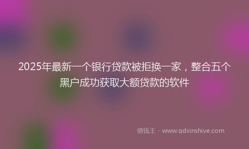 2025年最新一个银行贷款被拒换一家，整合五个黑户成功获取大额贷款的软件