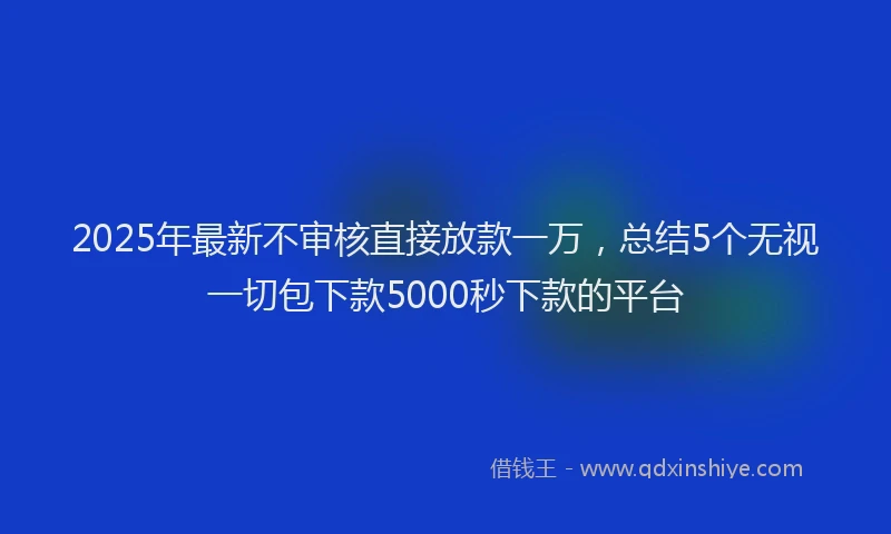2025年最新不审核直接放款一万，总结5个无视一切包下款5000秒下款的平台