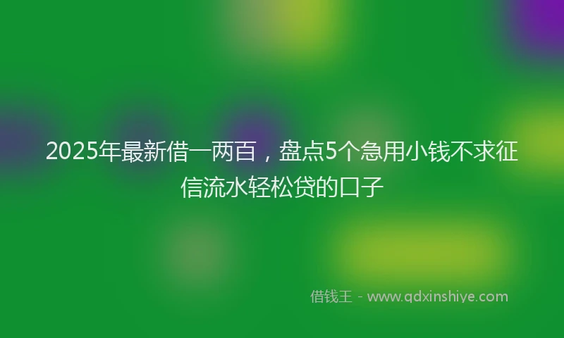 2025年最新借一两百，盘点5个急用小钱不求征信流水轻松贷的口子