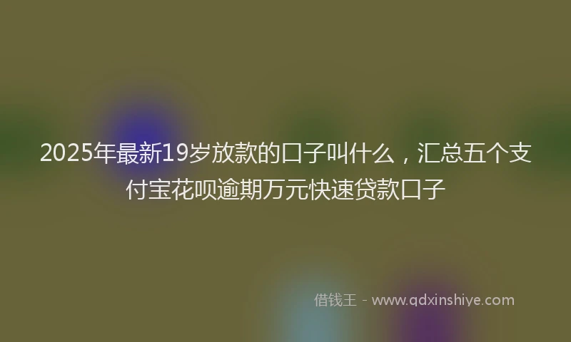 2025年最新19岁放款的口子叫什么，汇总五个支付宝花呗逾期万元快速贷款口子