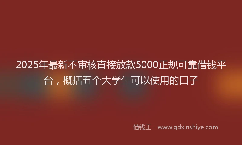 2025年最新不审核直接放款5000正规可靠借钱平台，概括五个大学生可以使用的口子