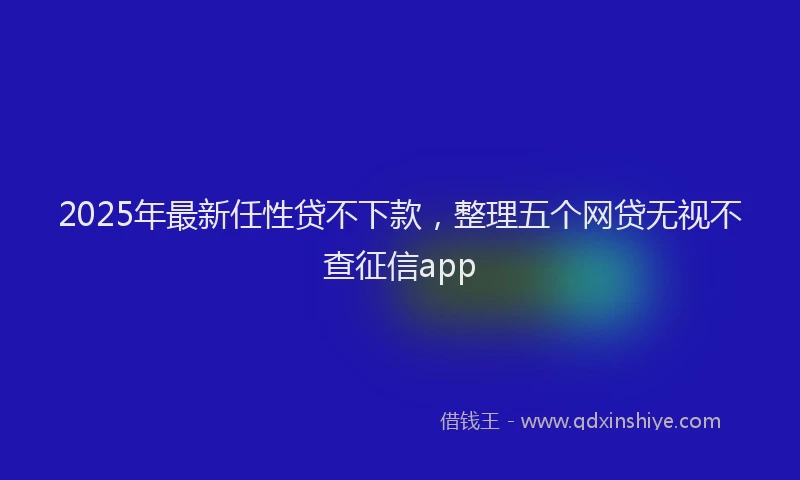 2025年最新任性贷不下款，整理五个网贷无视不查征信app