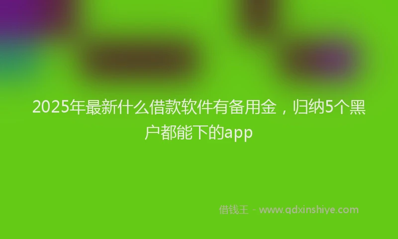 2025年最新什么借款软件有备用金，归纳5个黑户都能下的app